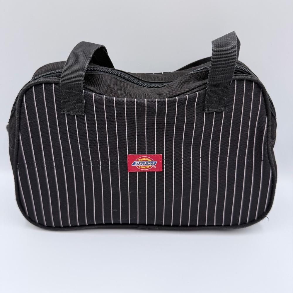 Dickies Y2K Black Pinstripe Mini Bowler Bag Canvas Shoulder Purse Yak Pak - Picture 3 of 8